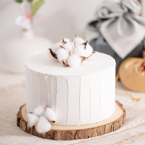 생크림 케이크 모형 (목화) - 통나무받침 포함